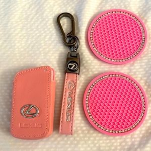 Pink Lexus 2019 RX/NX key fob case and cup holder inserts